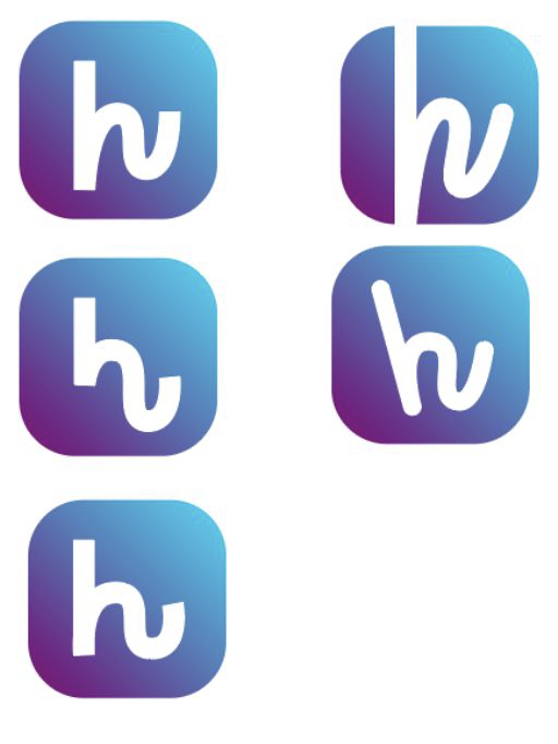 Lowercase h, five weights of the same stroke